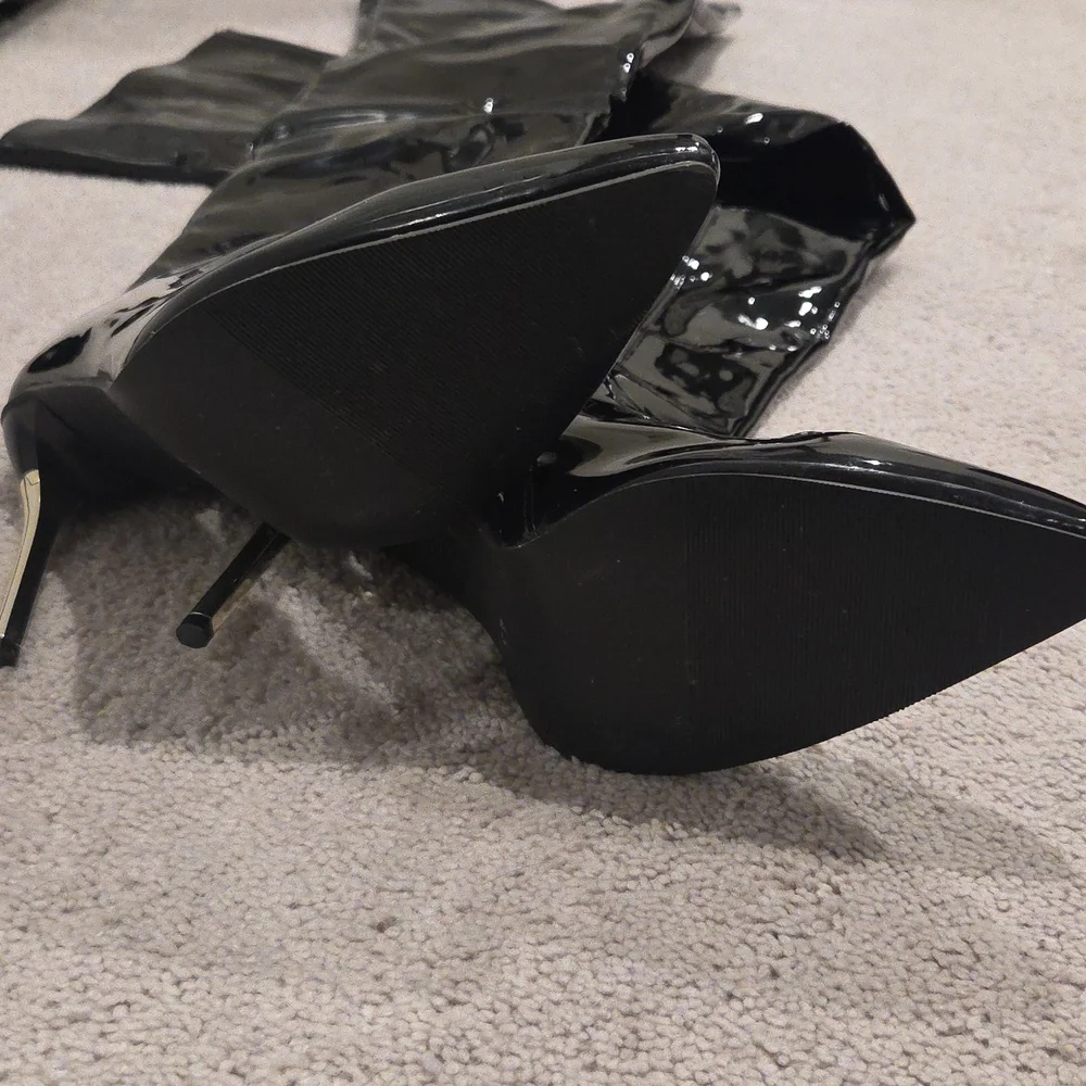 Black Patent Leather Over-the-Knee Boots - Picture 5 of 5